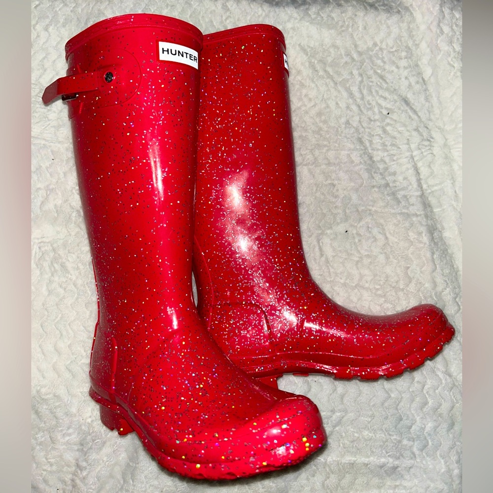 Hunter Kids Original Knee High Giant Glitter Wellington Boots New Without Box